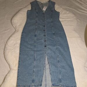 Abercrombie & Fitch Blue Denim Midi Dress